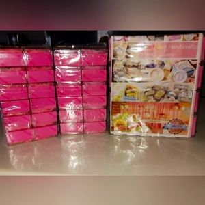 48 individually packaged handcrafted soap inside pink candy striped boxes